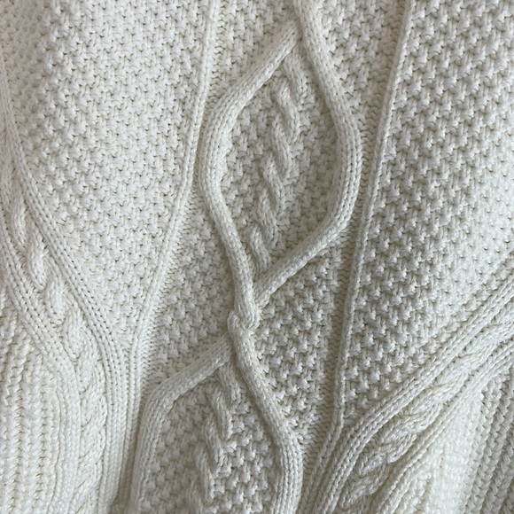 Banana Republic Cable Knit Mock-neck Sweater Cream Coastal Neutral Size Large - Picture 5 of 11